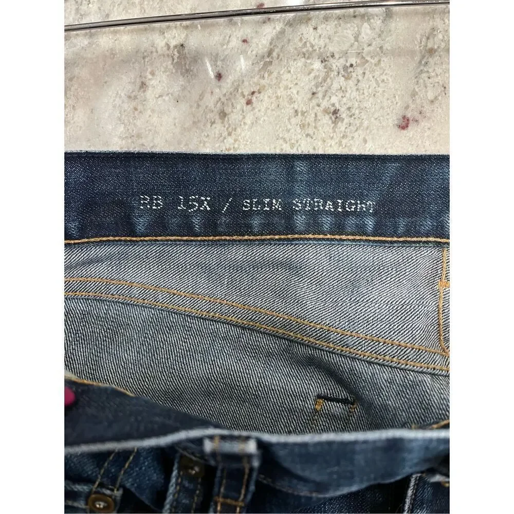 Rag & Bone RB 15X Slim Straight Tailored Workwear Button Fly Jeans sz 33